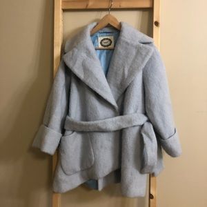Woolen coat light blue very warm and fluffy!